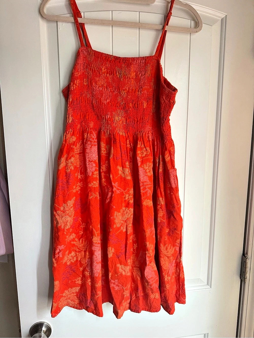 Universal Thread Women's Smocked Mini Sundress Red & Orange Medium